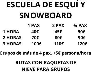 PRECIOS SKI CENTER CLASES